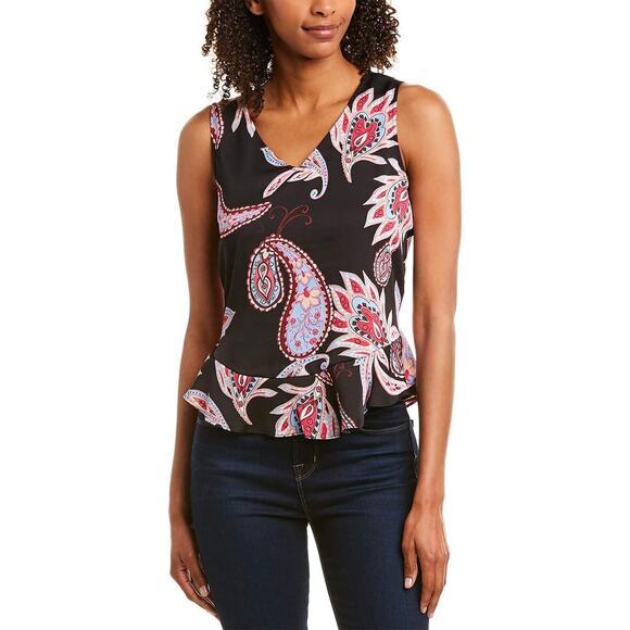 Nanette Lepore Blouse Sleeveless Ruffled Layers‎ Vivid Florals - M EUC - Picture 1 of 11